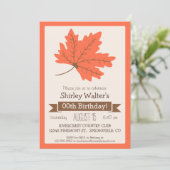 Oranje & Bruine Herfst Leaf Adult Verjaardagsfeest Kaart (Staand voorkant)