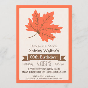 Oranje & Bruine Herfst Leaf Adult Verjaardagsfeest Kaart