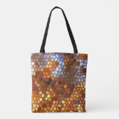 Oranje  bruine herfst Mosaic Abstracte Canvas tas (Achterkant)