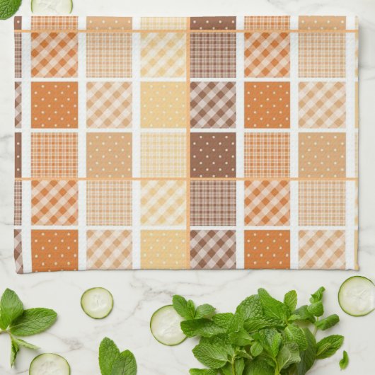 Oranje bruine keukenhanddoek (Gevouwen)