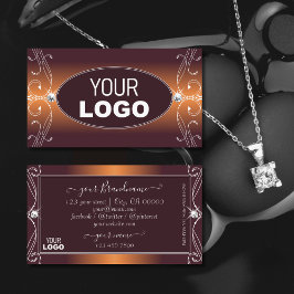 Oranje bruine ombre  sparkle-juwelen met Logo Visitekaartje