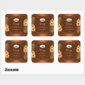 Oranje bruine productlabels Hawaiian Flowers Logo Vierkante Sticker (Vel)