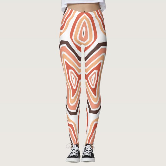 Oranje bruine riemen Abstract Leggings (Voorkant)