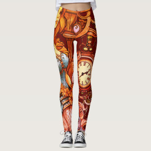 Oranje + Bruine Steampunk Zeemeermin Op Maat Gemaa Leggings