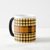 Oranje, bruine strepen mok (Voorkant links)