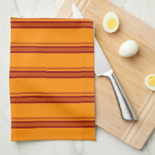 Oranje / bruine strips retro - keukenhanddoek (Quarter Fold)