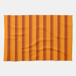 Oranje / bruine strips retro - keukenhanddoek