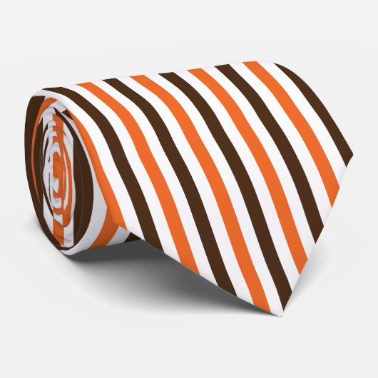Oranje Bruine Verticale Strepen Patroon Stropdas (Opgerold)