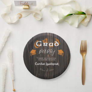 Oranje Bruine Wazige Typografie Afstudeerfeest Papieren Bordje