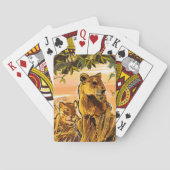 Oranje Bruine Wildlife Safari Leeuwin Tekening Pokerkaarten (Achterkant)