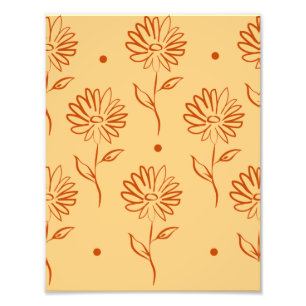Oranje Bruine Zonnebloem Patroon Foto Afdruk