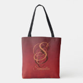 Oranje-bruinkoolmonogram Tote Bag (Achterkant)