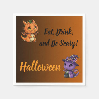 Oranje BruinZwarte Gradiënt Halloween Draak Servet