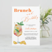Oranje brunch en bubble champagne Vrijgezellenfees Kaart (Staand voorkant)