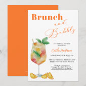 Oranje brunch en bubble champagne Vrijgezellenfees Kaart (Voorkant / Achterkant)