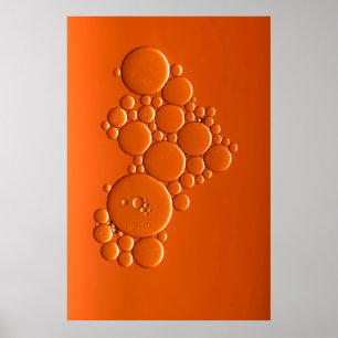 Oranje bubbels kunst poster
