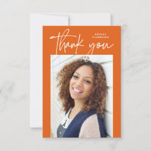 Oranje budget moderne kalligrafie foto Afstuderen Bedankkaart