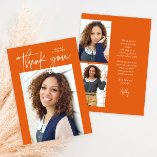 Oranje budget moderne kalligrafie foto Afstuderen Bedankkaart