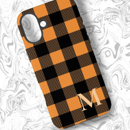 Oranje Buffalo Plaid-controle iPhone 16 Plus Hoesje
