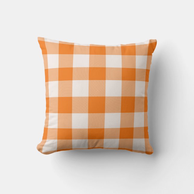 Oranje Buffalo Plaid  Kussen (Voorkant)