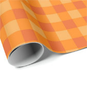 Oranje Buffalo Plaid Vakantie Cadeaupapier (Rol Hoek)