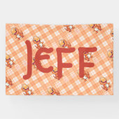 Oranje Buffelcontrole met Dinosaurussen en Monogra Spandoek (Horizontaal)