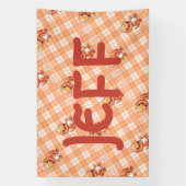 Oranje Buffelcontrole met Dinosaurussen en Monogra Spandoek (Verticaal)