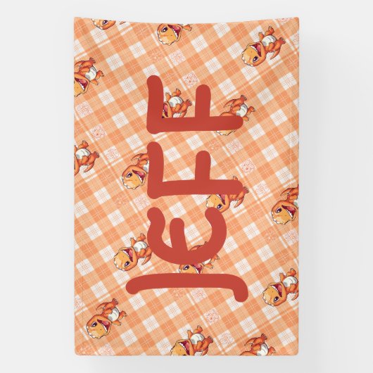 Oranje Buffelcontrole met Dinosaurussen en Monogra Spandoek (Verticaal)