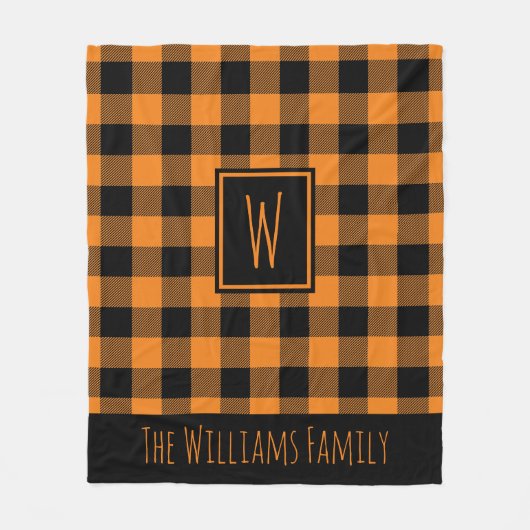 Oranje Buffelplaat monogram Aangepaste naam  Fleece Deken (Voorkant)