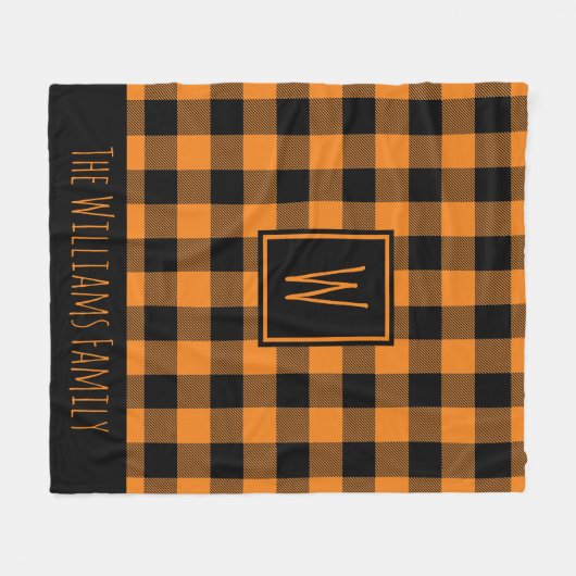 Oranje Buffelplaat monogram Aangepaste naam  Fleece Deken (Voorkant (Horizontaal))