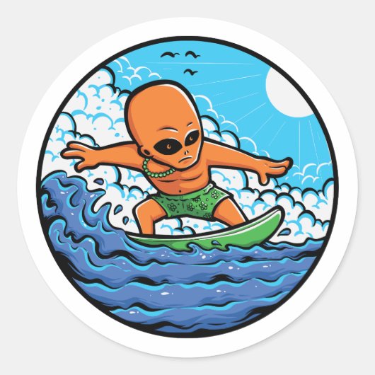 ORANJE BUITENAARDS SURF RONDE STICKER (Voorkant)
