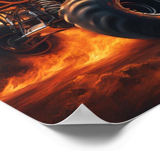 Oranje Bull Monster Truck Custom Name Poster (Hoek)