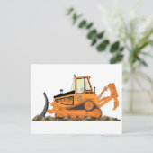 Oranje bulldozer briefkaart (Staand voorkant)