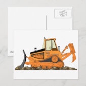 Oranje bulldozer briefkaart (Voorkant / Achterkant)