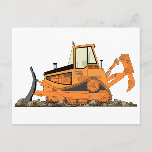 Oranje bulldozer briefkaart (Voorkant)