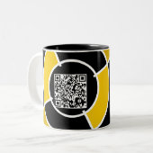 oranje bulseye QR-code Tweekleurige Koffiemok (Voorkant links)