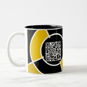 oranje bulseye QR-code Tweekleurige Koffiemok
