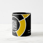 oranje bulseye QR-code Tweekleurige Koffiemok (Center)
