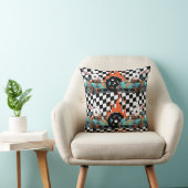 Oranje Bunny Car Racer Print Kussen (Stoel)