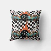 Oranje Bunny Car Racer Print Kussen (Achterkant)
