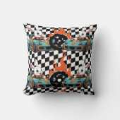 Oranje Bunny Car Racer Print Kussen (Voorkant)