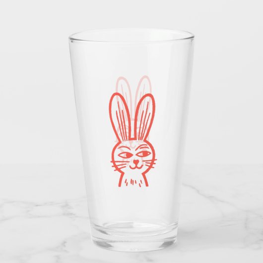 Oranje Bunny Glass Glas (Achterkant)