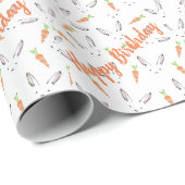 Oranje Bunny Happy Birthday Wrapping Paper Cadeaupapier (Rol Hoek)
