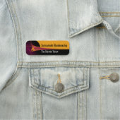 Oranje Burgundy Blast Streked Background Naamplaatje (In situ)