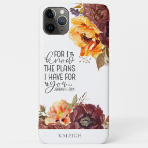 Oranje Burgundy Floral Christelijke Bijbel Verse Case-Mate iPhone Case
