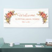 Oranje Burgundy Floral Vrijgezellenfeest Welkom Spandoek (Beurs)