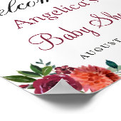 Oranje Burgundy Mason Jar Baby shower Sign. Poster (Hoek)