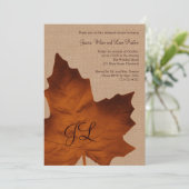 Oranje-Burlap monogrammed Rehearsal Dinner Kaart (Staand voorkant)