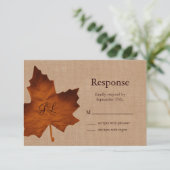 Oranje Burlap Monogrammed RSVP (Staand voorkant)