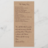 Oranje Burlap Monogrammed Wedding Programma Programmakaart (Achterkant)